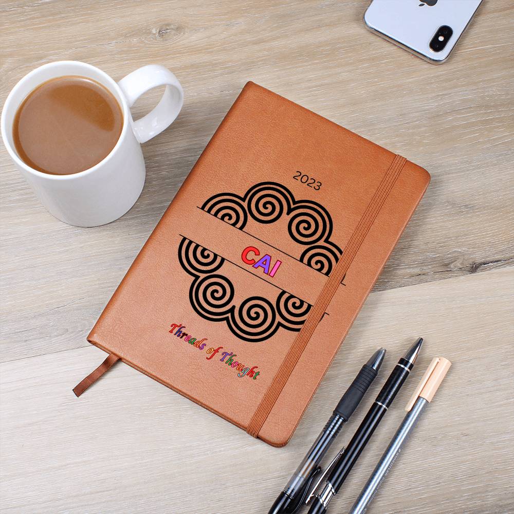 Peronalized Leather Journal, Hmong Inspired, Custom Name Gift, VeganHMONG JOURNAL PERSONALIZED THREADS OF THOUGHT WITH YEAR