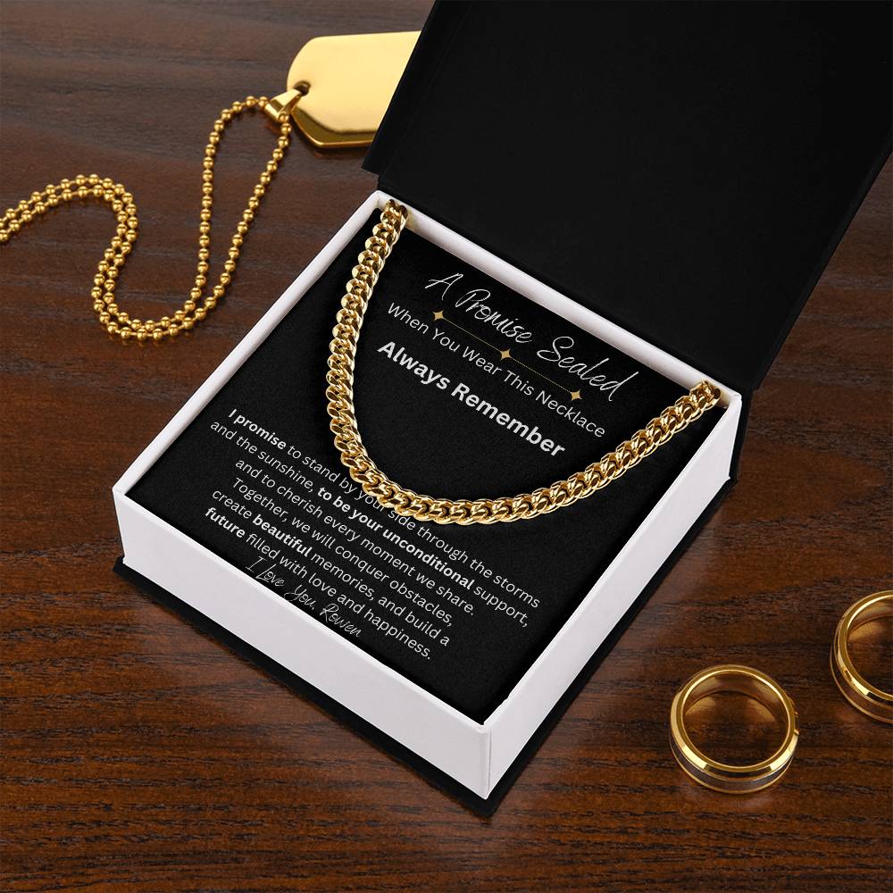 1 Year Anniversary Gift For Boyfriend, Long Distance Relationship Personalized Gift For Boyfriend, Cuban Link, One Year Anniversary Gift, Newly Wed Gift Black