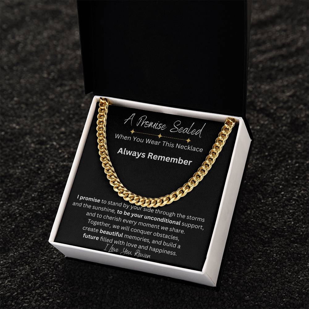 1 Year Anniversary Gift For Boyfriend, Long Distance Relationship Personalized Gift For Boyfriend, Cuban Link, One Year Anniversary Gift, Newly Wed Gift Black