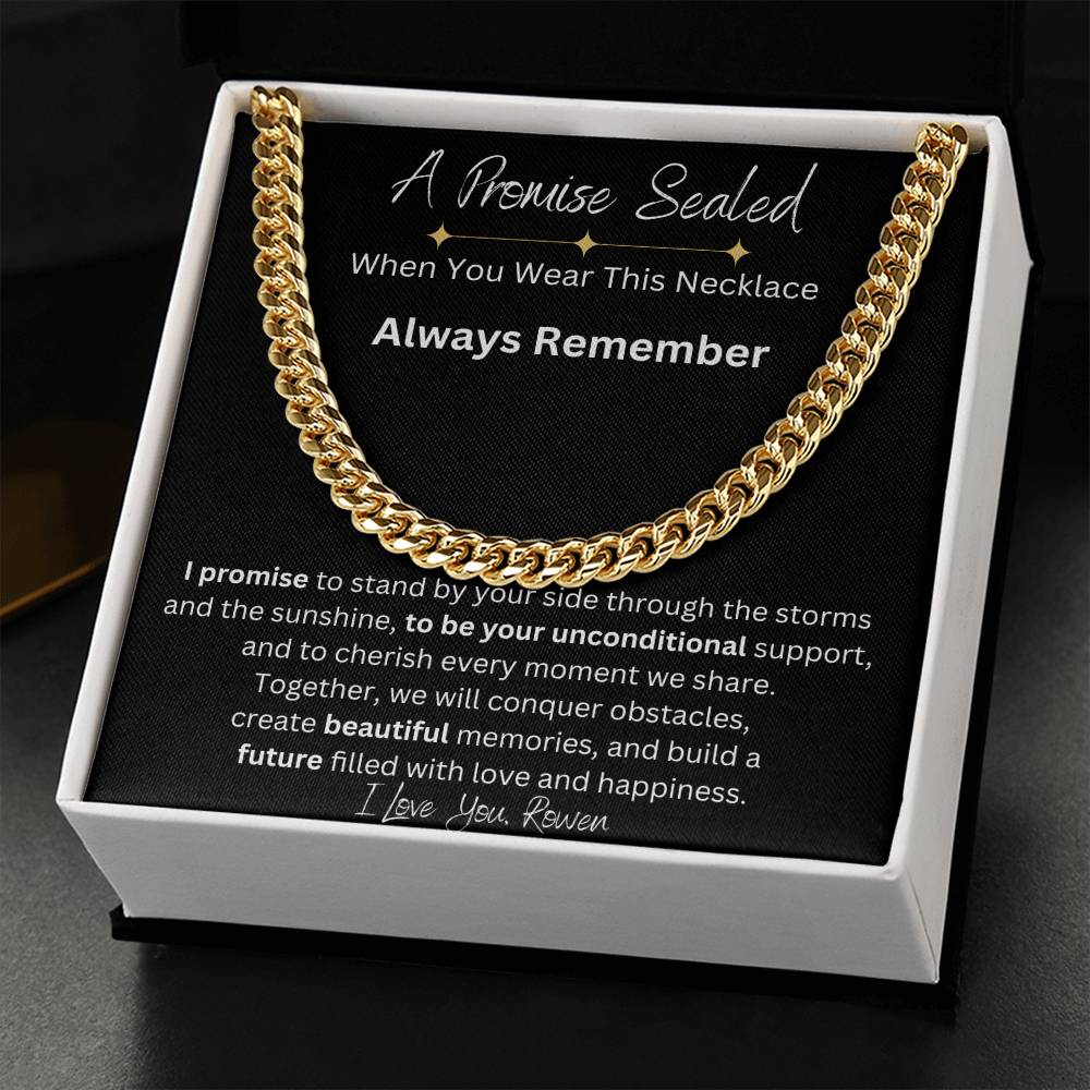1 Year Anniversary Gift For Boyfriend, Long Distance Relationship Personalized Gift For Boyfriend, Cuban Link, One Year Anniversary Gift, Newly Wed Gift Black