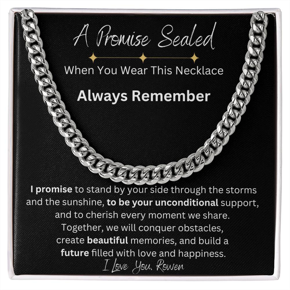 1 Year Anniversary Gift For Boyfriend, Long Distance Relationship Personalized Gift For Boyfriend, Cuban Link, One Year Anniversary Gift, Newly Wed Gift Black