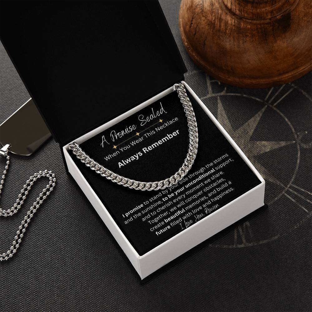 1 Year Anniversary Gift For Boyfriend, Long Distance Relationship Personalized Gift For Boyfriend, Cuban Link, One Year Anniversary Gift, Newly Wed Gift Black