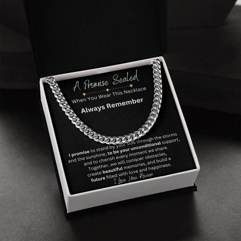 1 Year Anniversary Gift For Boyfriend, Long Distance Relationship Personalized Gift For Boyfriend, Cuban Link, One Year Anniversary Gift, Newly Wed Gift Black
