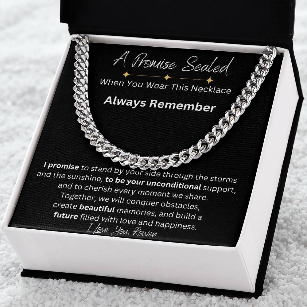 1 Year Anniversary Gift For Boyfriend, Long Distance Relationship Personalized Gift For Boyfriend, Cuban Link, One Year Anniversary Gift, Newly Wed Gift Black