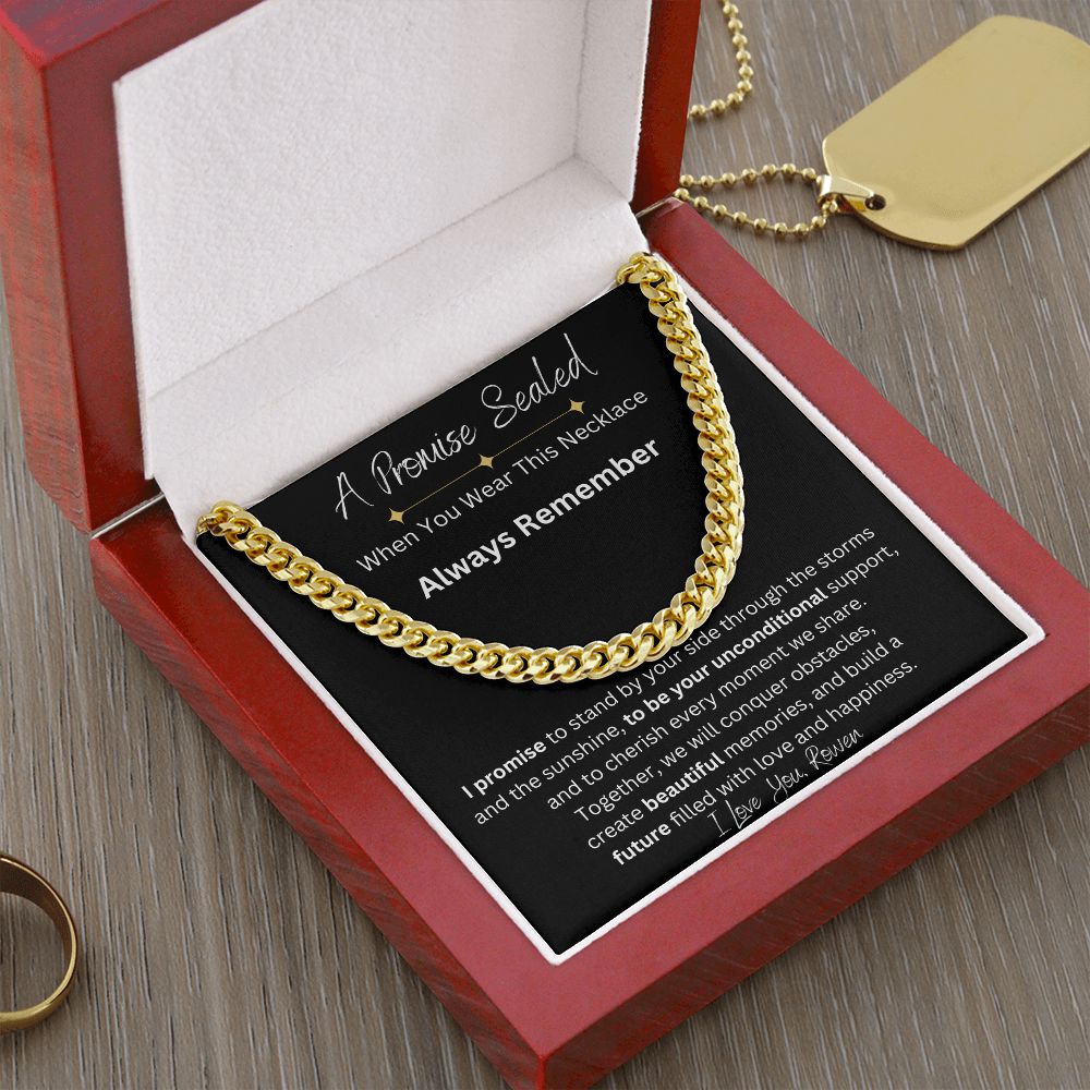 1 Year Anniversary Gift For Boyfriend, Long Distance Relationship Personalized Gift For Boyfriend, Cuban Link, One Year Anniversary Gift, Newly Wed Gift Black