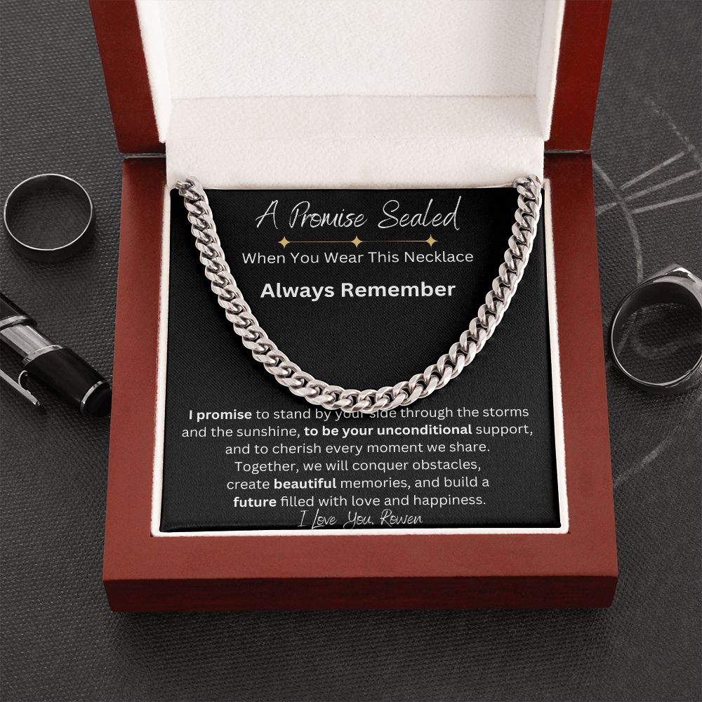 1 Year Anniversary Gift For Boyfriend, Long Distance Relationship Personalized Gift For Boyfriend, Cuban Link, One Year Anniversary Gift, Newly Wed Gift Black