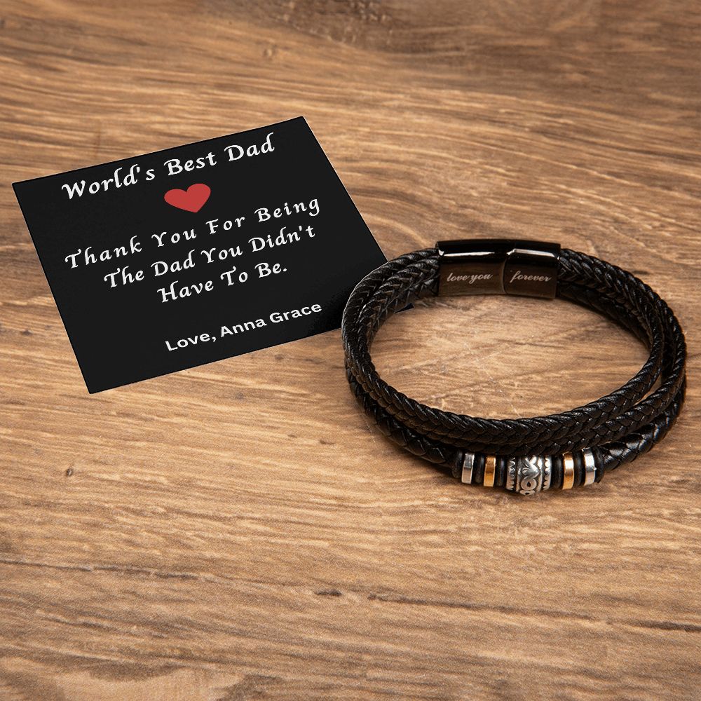 Gifts for Him | Gift for Dad | From Daughter | Bracelet for Men | Made for You | Personalized Birthday Gift | Vegan Leather Band |Worlds Best Dad