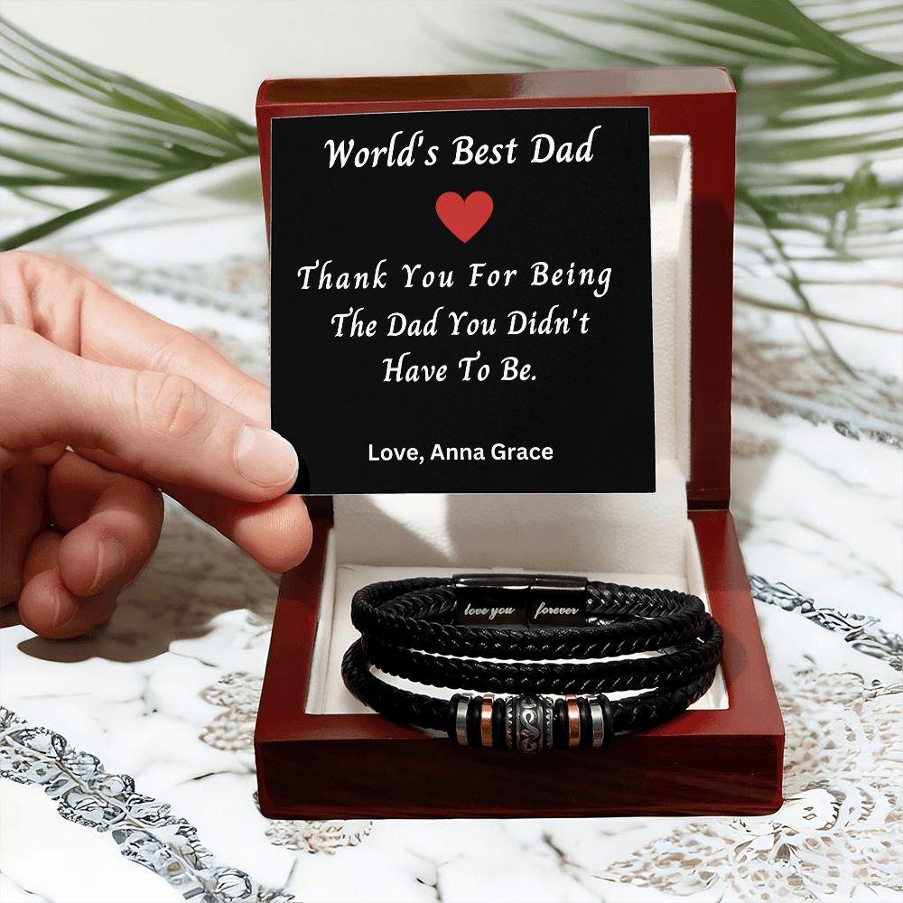 Gifts for Him | Gift for Dad | From Daughter | Bracelet for Men | Made for You | Personalized Birthday Gift | Vegan Leather Band |Worlds Best Dad
