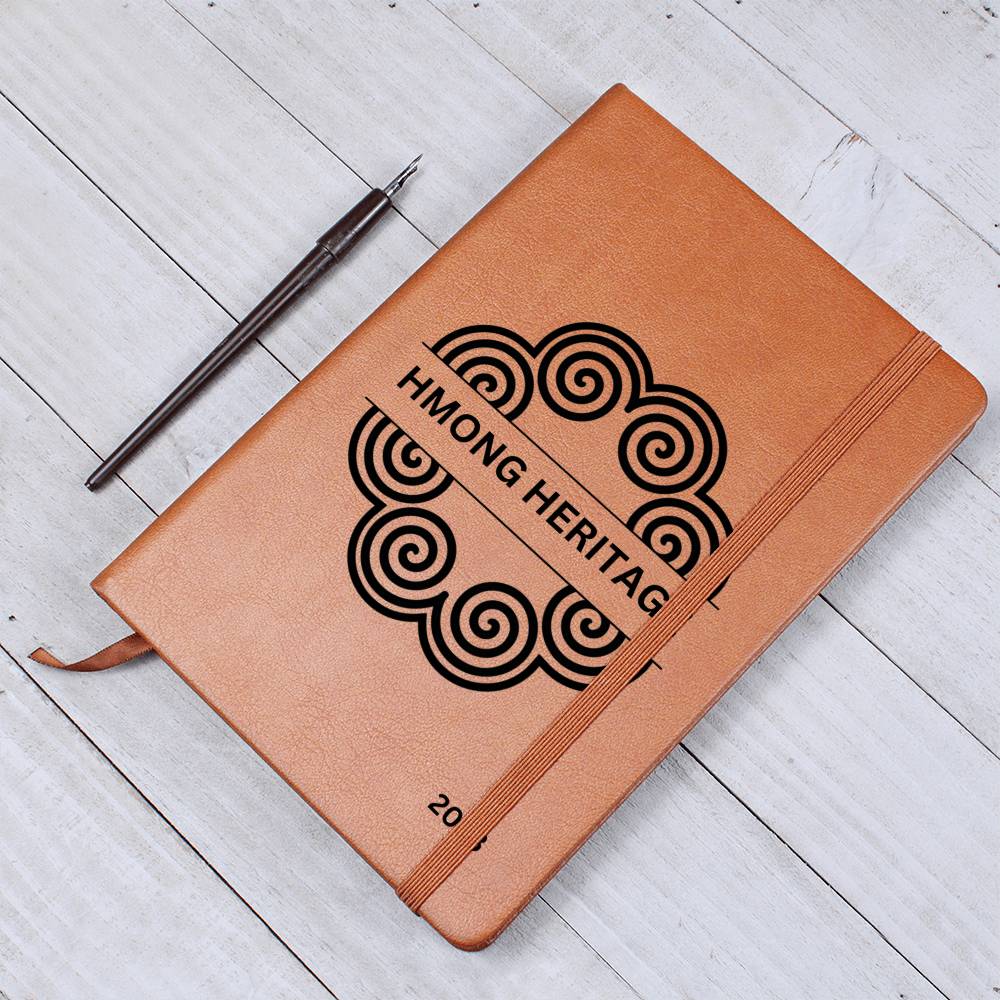 Peronalized Leather Journal, Hmong Inspired, Custom Name Gift, Vegan(2) HMONG HERITAGE WITH YEAR