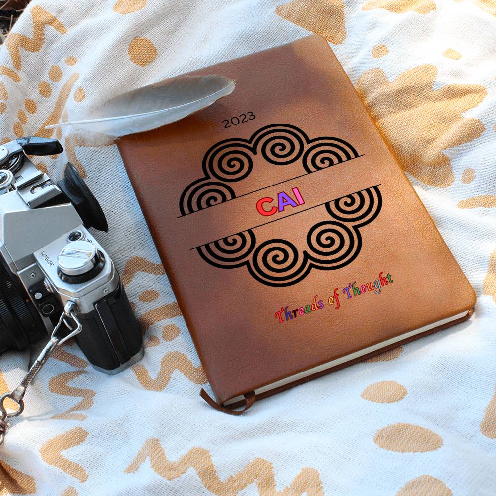 Peronalized Leather Journal, Hmong Inspired, Custom Name Gift, VeganHMONG JOURNAL PERSONALIZED THREADS OF THOUGHT WITH YEAR