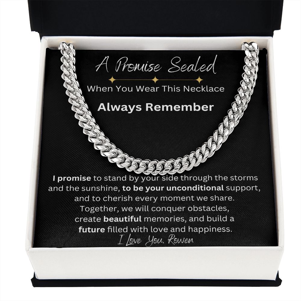 1 Year Anniversary Gift For Boyfriend, Long Distance Relationship Personalized Gift For Boyfriend, Cuban Link, One Year Anniversary Gift, Newly Wed Gift Black