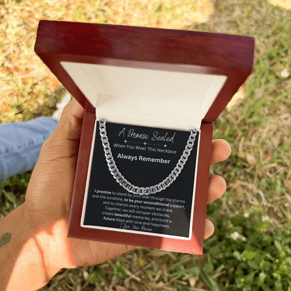 1 Year Anniversary Gift For Boyfriend, Long Distance Relationship Personalized Gift For Boyfriend, Cuban Link, One Year Anniversary Gift, Newly Wed Gift Black