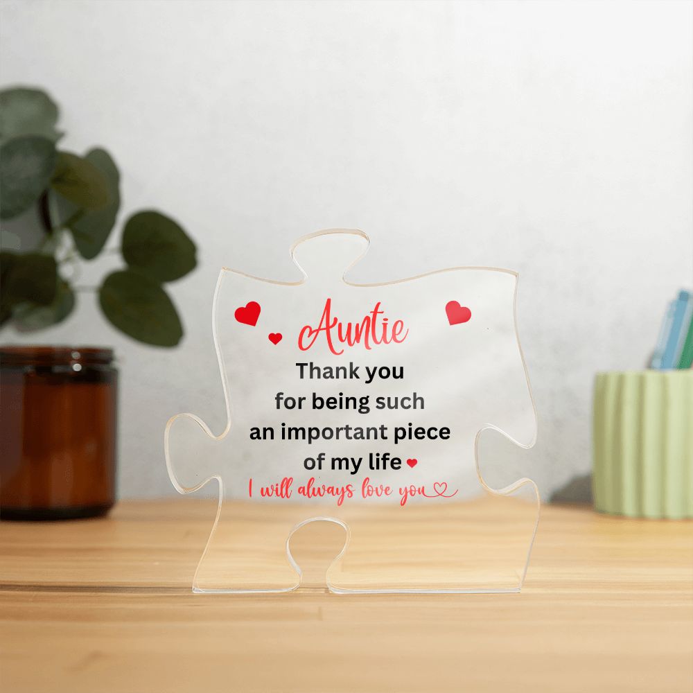 Gift for Aunt | Engraved Acrylic Block Puzzle Auntie Present | Cool Aunt Presents from Niece | Nephew | Heartwarming Aunt Birthday Gift | Ideas