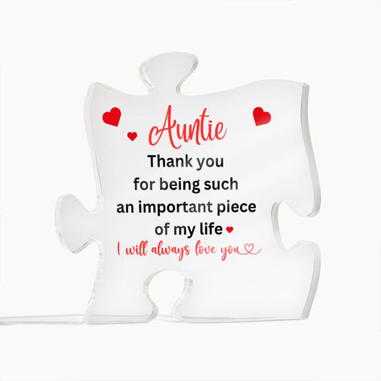 Gift for Aunt | Engraved Acrylic Block Puzzle Auntie Present | Cool Aunt Presents from Niece | Nephew | Heartwarming Aunt Birthday Gift | Ideas