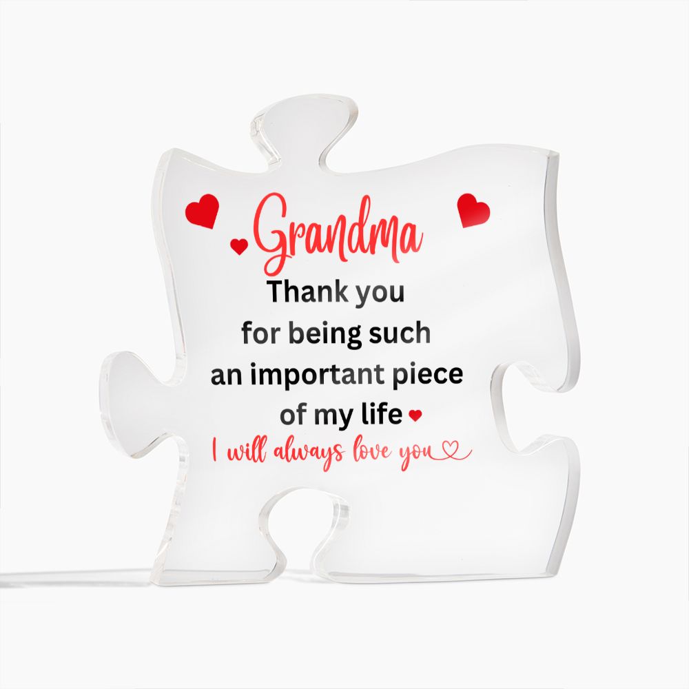 Gift for Grandma | Engraved Acrylic Block Puzzle Grandmother Present | Cool Granny Presents from Granddaughter | Grandson | Hearrtwarming Meemaw Birthday Gift | Ideas