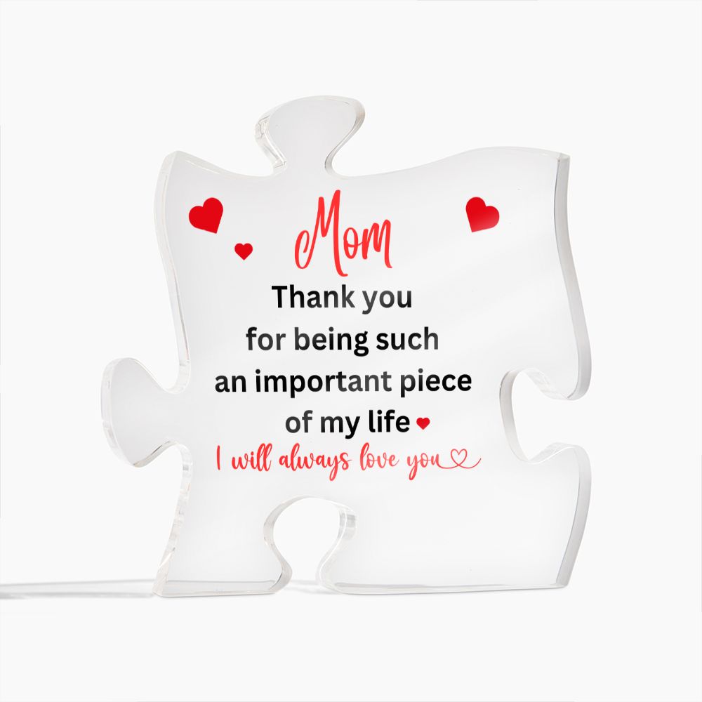 Gift for Mom | Engraved Acrylic Block Puzzle Mom Present | Cool Mom Presents from Daughter | Son | Dad | Heartwarming Mom Birthday Gift | Ideas