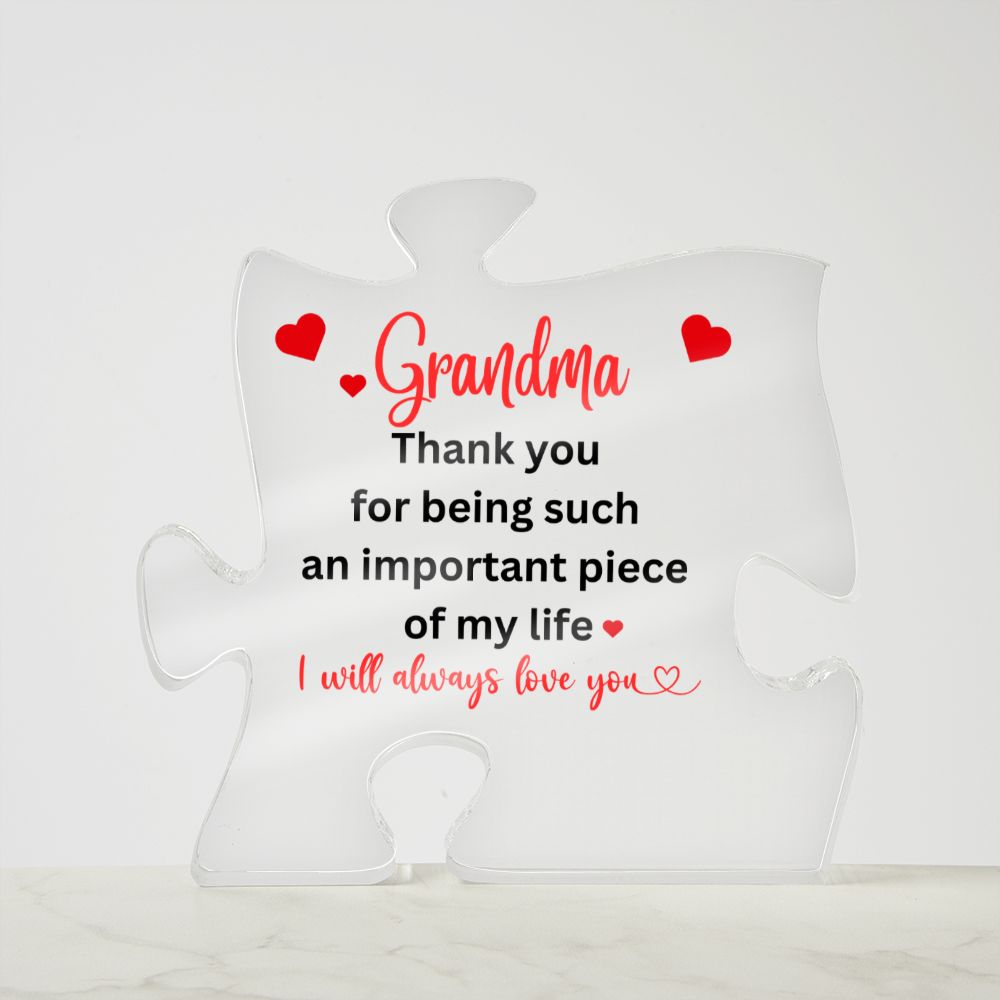 Gift for Grandma | Engraved Acrylic Block Puzzle Grandmother Present | Cool Granny Presents from Granddaughter | Grandson | Hearrtwarming Meemaw Birthday Gift | Ideas