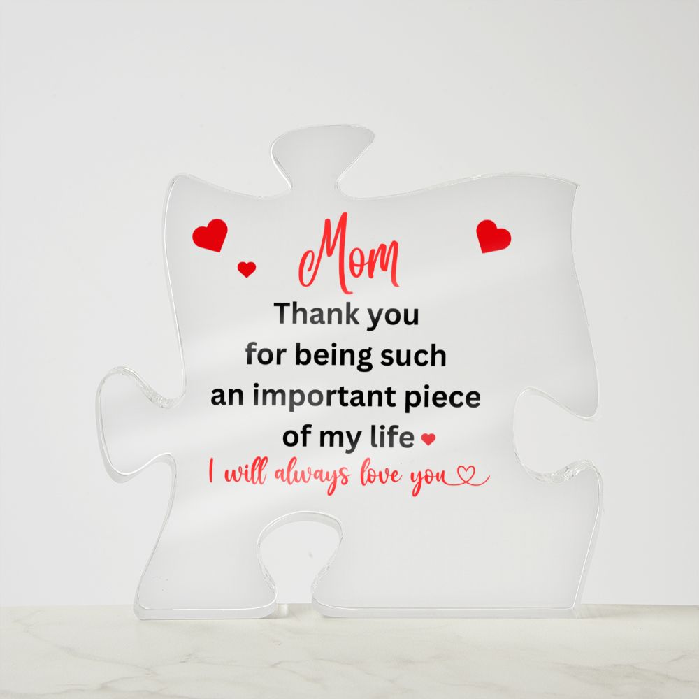 Gift for Mom | Engraved Acrylic Block Puzzle Mom Present | Cool Mom Presents from Daughter | Son | Dad | Heartwarming Mom Birthday Gift | Ideas
