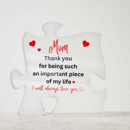 Gift for Mom | Engraved Acrylic Block Puzzle Mom Present | Cool Mom Presents from Daughter | Son | Dad | Heartwarming Mom Birthday Gift | Ideas