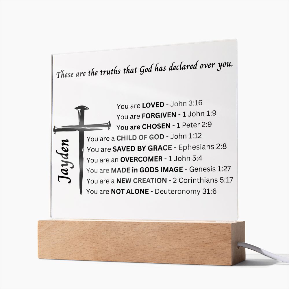 Personalized God Says I Am Bible Verse LED light |  Custom Name Religious Gift | Christian Home Decor | Faith Based Decor | Jesus LED Light