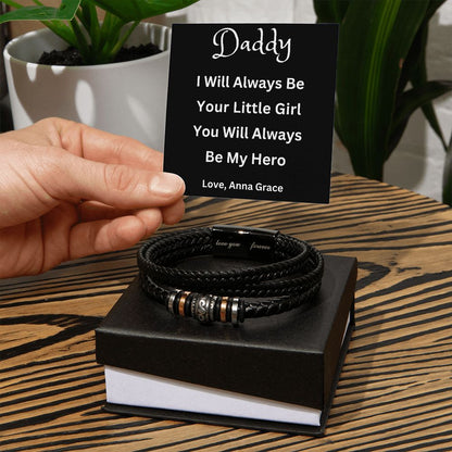 Gifts for Him | Gift for Dad | From Daughter | Bracelet for Men | Made for You | Personalized Birthday Gift | Vegan Leather Band |