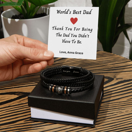 Gifts for Him | Gift for Dad | From Daughter | Bracelet for Men | Made for You | Personalized Birthday Gift | Vegan Leather Band |Worlds Best Dad