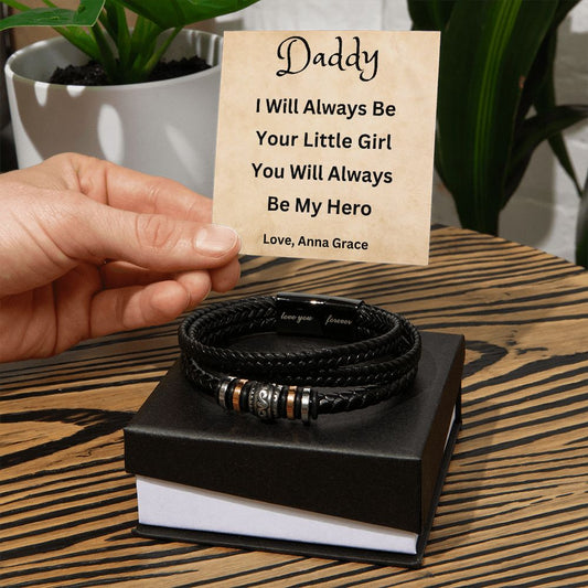 Gifts for Him | Gift for Dad | From Daughter | Bracelet for Men | Made for You | Personalized Birthday Gift | Vegan Leather Band
