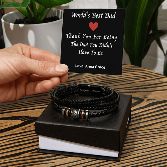Gifts for Him | Gift for Dad | From Daughter | Bracelet for Men | Made for You | Personalized Birthday Gift | Vegan Leather Band |Worlds Best Dad