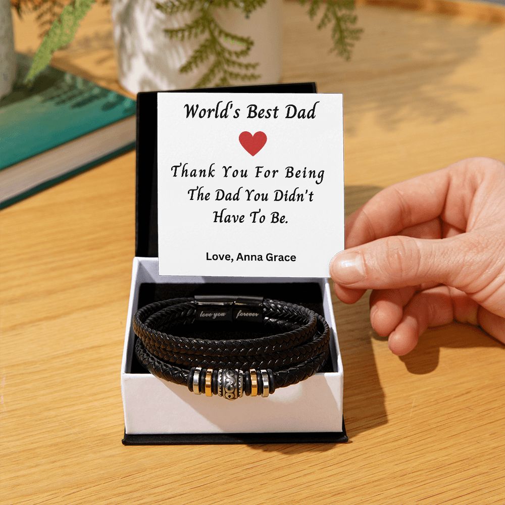 Gifts for Him | Gift for Dad | From Daughter | Bracelet for Men | Made for You | Personalized Birthday Gift | Vegan Leather Band |Worlds Best Dad