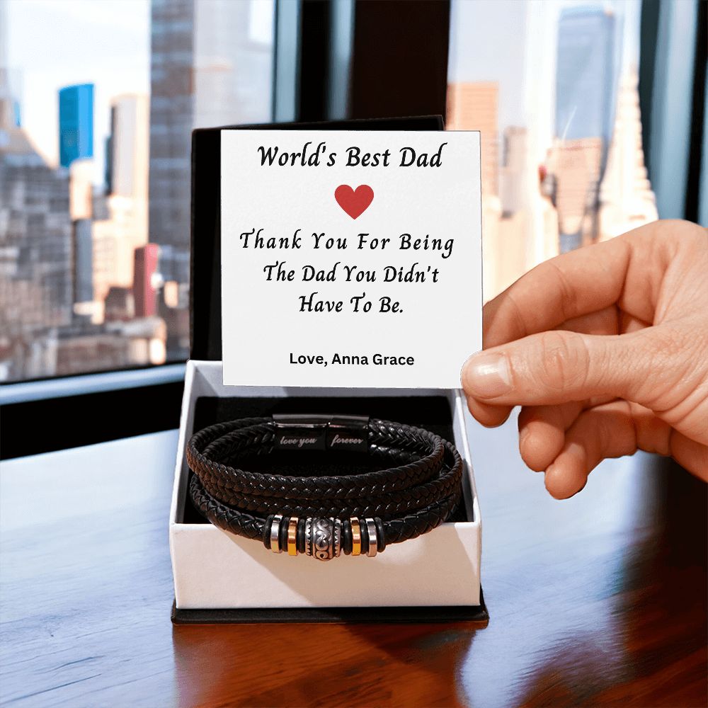 Gifts for Him | Gift for Dad | From Daughter | Bracelet for Men | Made for You | Personalized Birthday Gift | Vegan Leather Band |Worlds Best Dad