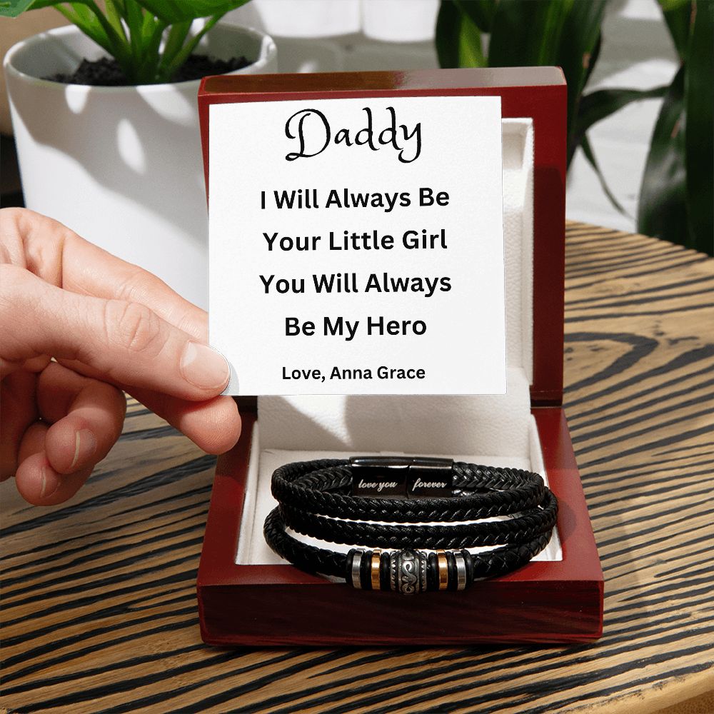 Gifts for Him | Gift for Dad | From Daughter | Bracelet for Men | Made for You | Personalized Birthday Gift | Vegan Leather Band | Best Dad