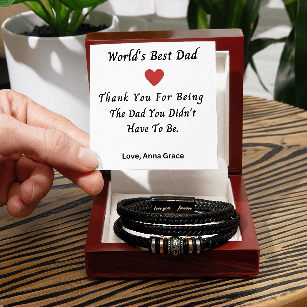 Gifts for Him | Gift for Dad | From Daughter | Bracelet for Men | Made for You | Personalized Birthday Gift | Vegan Leather Band |Worlds Best Dad