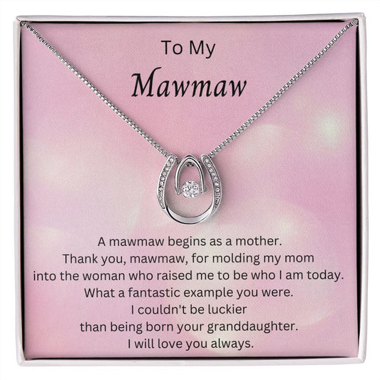Mawmaw Gifts Necklace From Grandchildren Lucky Horseshoe Pendant