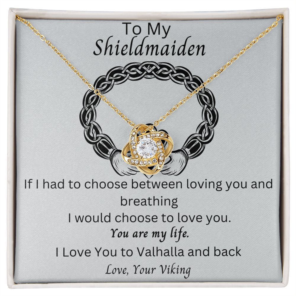Shieldmaiden Necklace Viking Jewelry For Women Love Knot Pendant Female Gifts with Message Card and Gift Box