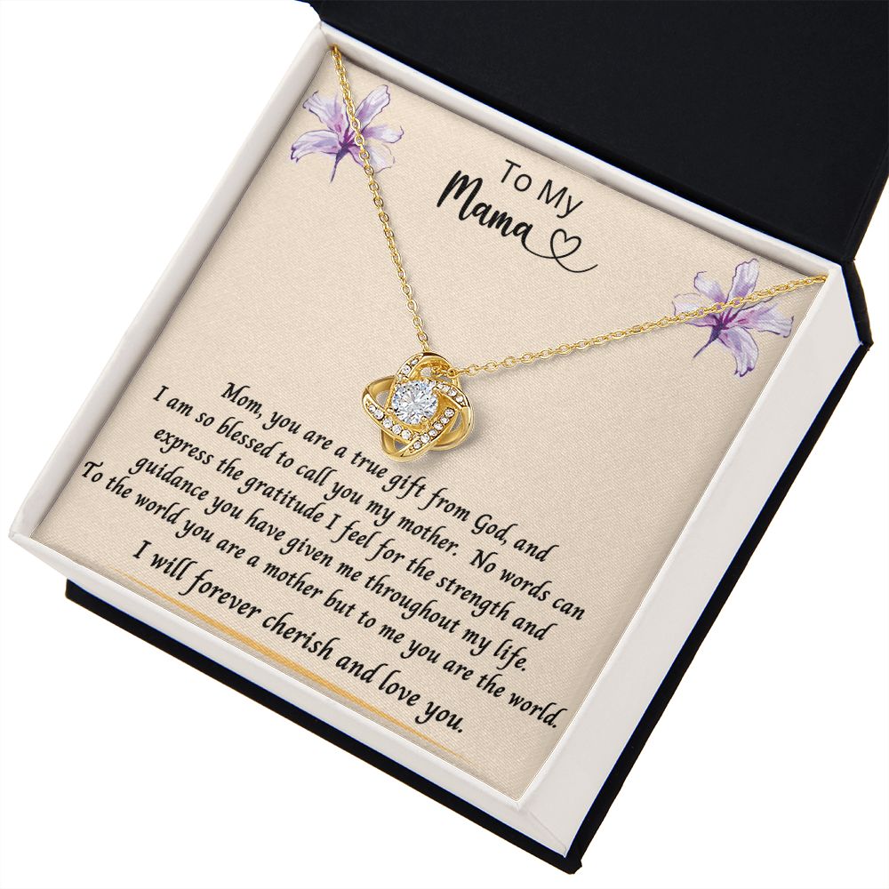 Gift for Mom | From Daughter, Love Knot Necklace, Meaningful Gift, Mom Gift from Son, Mothers Day Necklace, Word Quote Jewelry, To My Mama