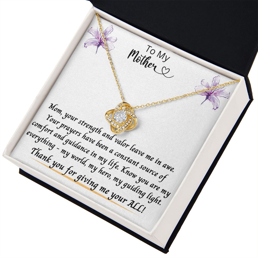 Gift for Mom | From Daughter, Love Knot Necklace, Meaningful Gift, Mom Gift from Son, Mothers Day Necklace, Quote Jewelry, To My Mother