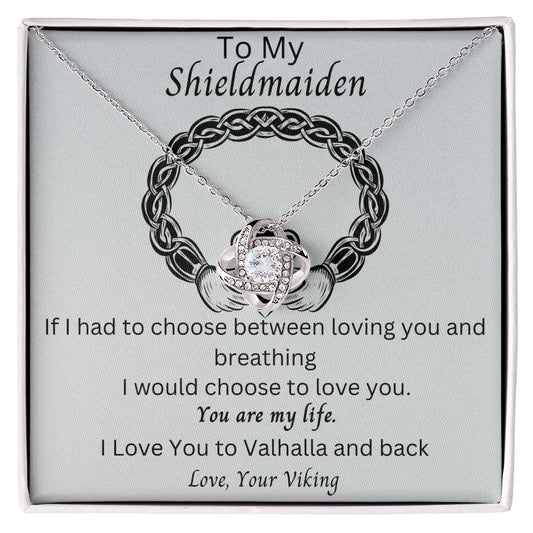 Shieldmaiden Necklace Viking Jewelry For Women Love Knot Pendant Female Gifts with Message Card and Gift Box