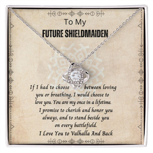 Shieldmaiden Necklace | Future Wife | Wedding Anniversary Jewelry Gift Present | Love Knot Pendant with Complete Message Card and Gift Box