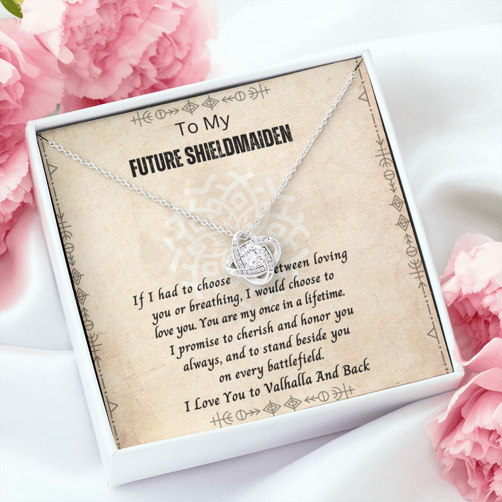 Shieldmaiden Necklace | Future Wife | Wedding Anniversary Jewelry Gift Present | Love Knot Pendant with Complete Message Card and Gift Box