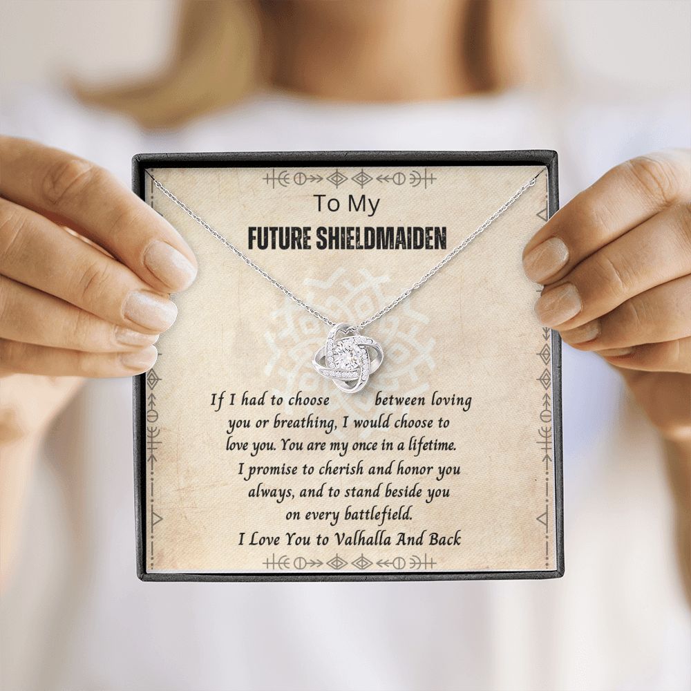 Shieldmaiden Necklace | Future Wife | Wedding Anniversary Jewelry Gift Present | Love Knot Pendant with Complete Message Card and Gift Box