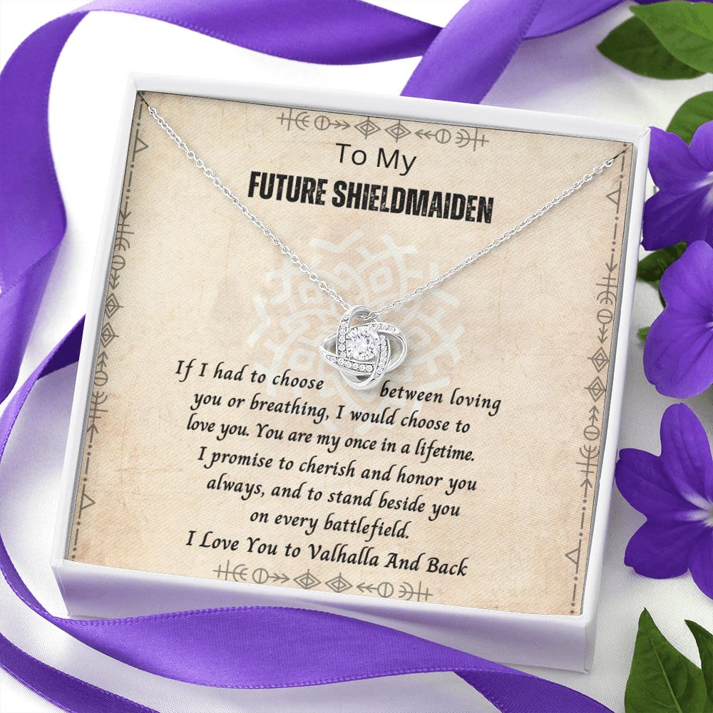 Shieldmaiden Necklace | Future Wife | Wedding Anniversary Jewelry Gift Present | Love Knot Pendant with Complete Message Card and Gift Box