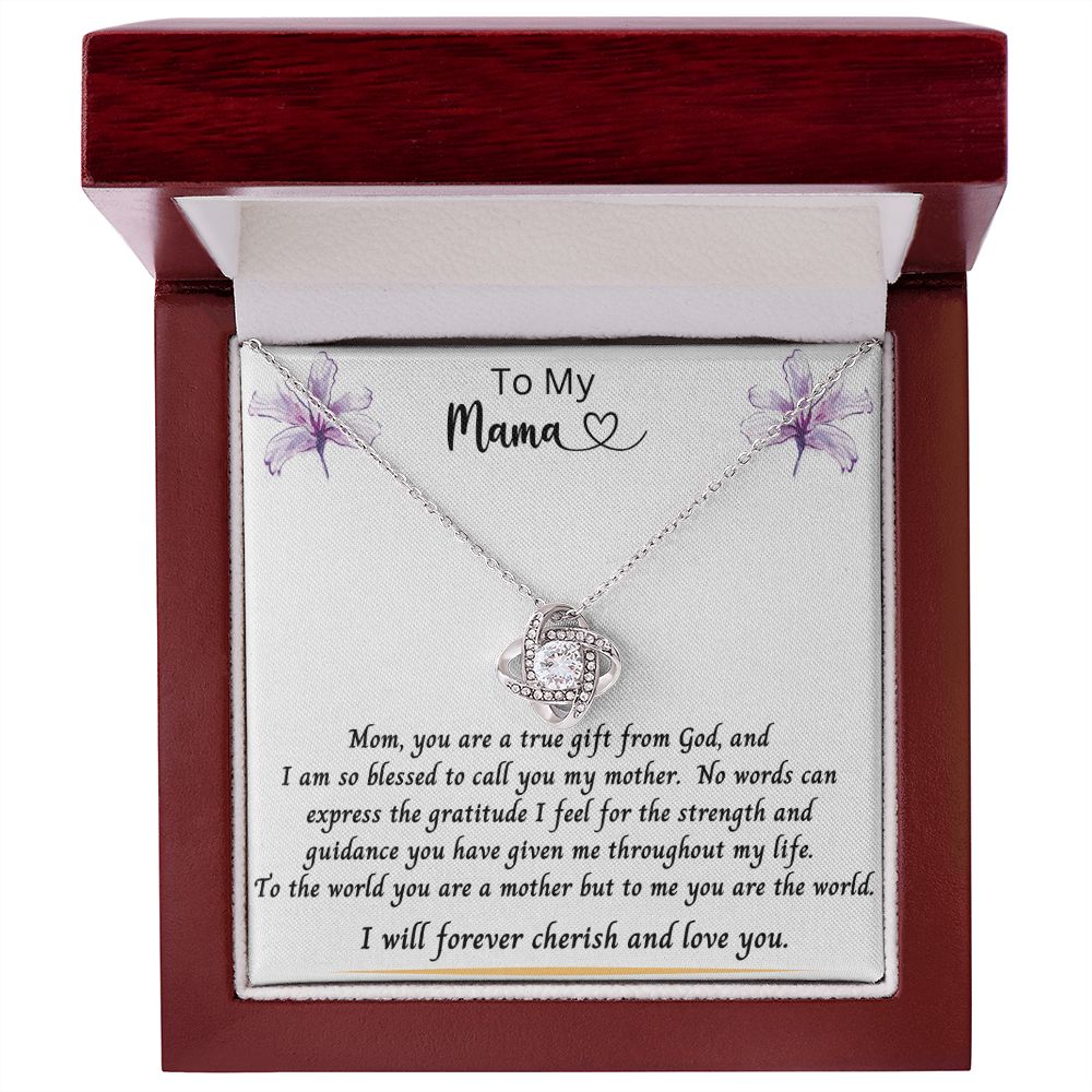 Gift for Mom | From Daughter, Love Knot Necklace, Meaningful Gift, Mom Gift from Son, Mothers Day Necklace, Word Quote Jewelry, To My Mama