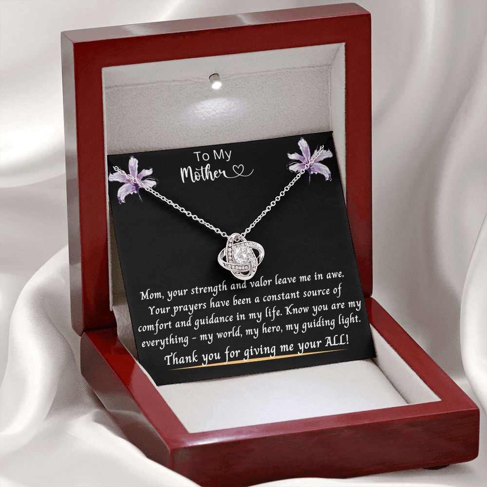 Gift for Mom | From Daughter, Love Knot Necklace, Meaningful Gift, Mom Gift from Son, Mothers Day Necklace, Quote Jewelry, To My Mother