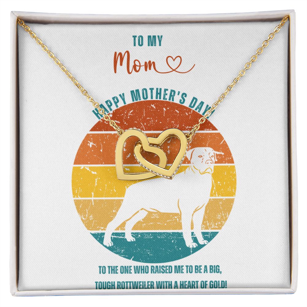 Dog Mom Gift from Dog for Women Dog Lover Gift Dog Mama Unique Gift from Canine Pet Interlocking Heart Necklace Dog Owner Rottweiler