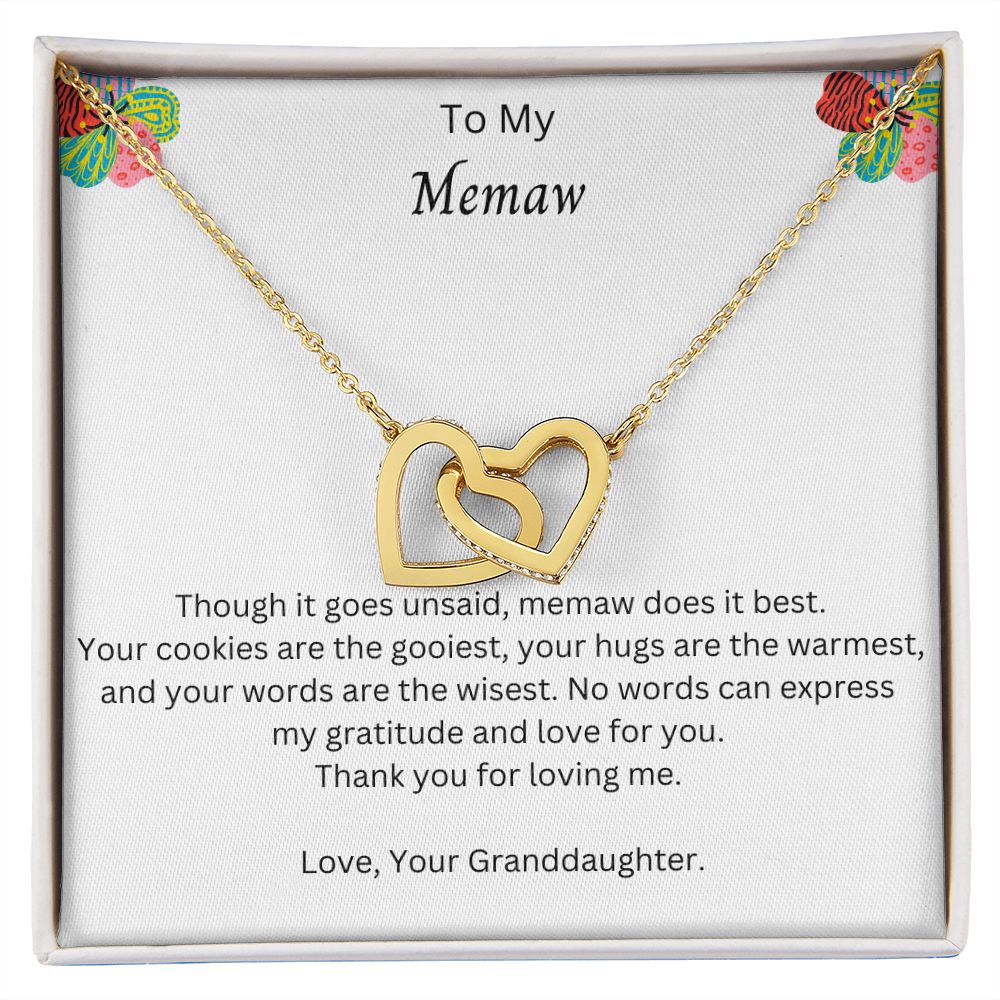 Memaw Gifts From Granddaughter for Birthday Interlocking Heart Necklace