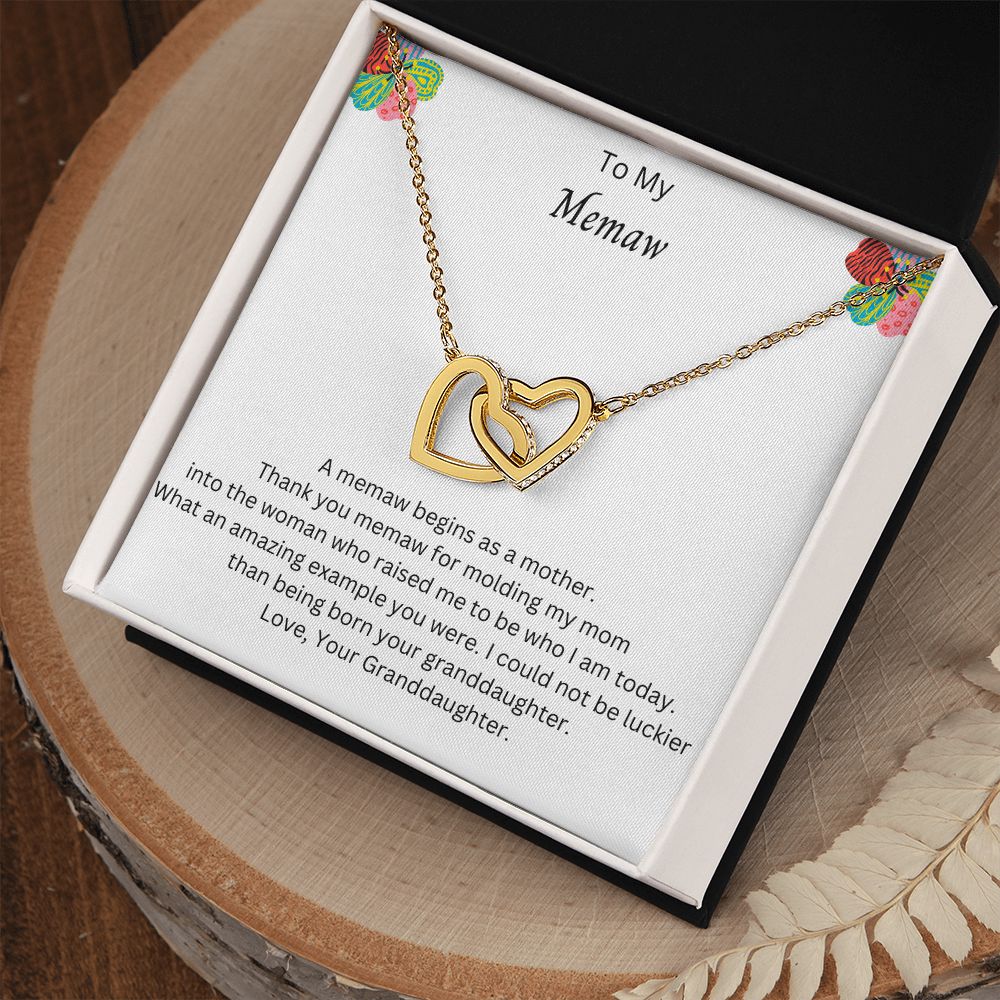 Memaw Birthday Gifts Necklace for Women From Granddaughter Interlocking Hearts