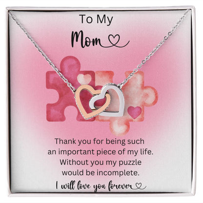 Mother's Day Gift from Daughter for Mother In Law from Daughter In Law Like a Second Mother Interlocking Hearts Necklace Gift for Mom