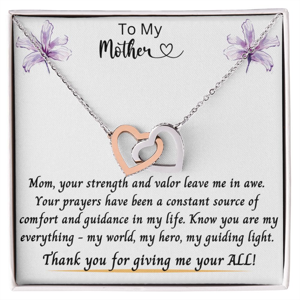Gift for Mom | From Daughter, Meaningful Gift, Mom Gift from Son, Mothers Day Necklace, Quote Jewelry, Interlocking Hearts Necklace To My Mother