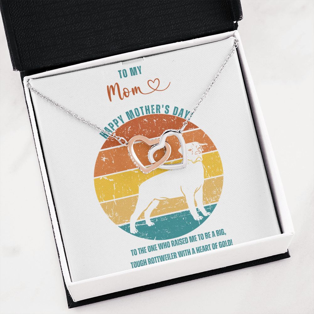 Dog Mom Gift from Dog for Women Dog Lover Gift Dog Mama Unique Gift from Canine Pet Interlocking Heart Necklace Dog Owner Rottweiler
