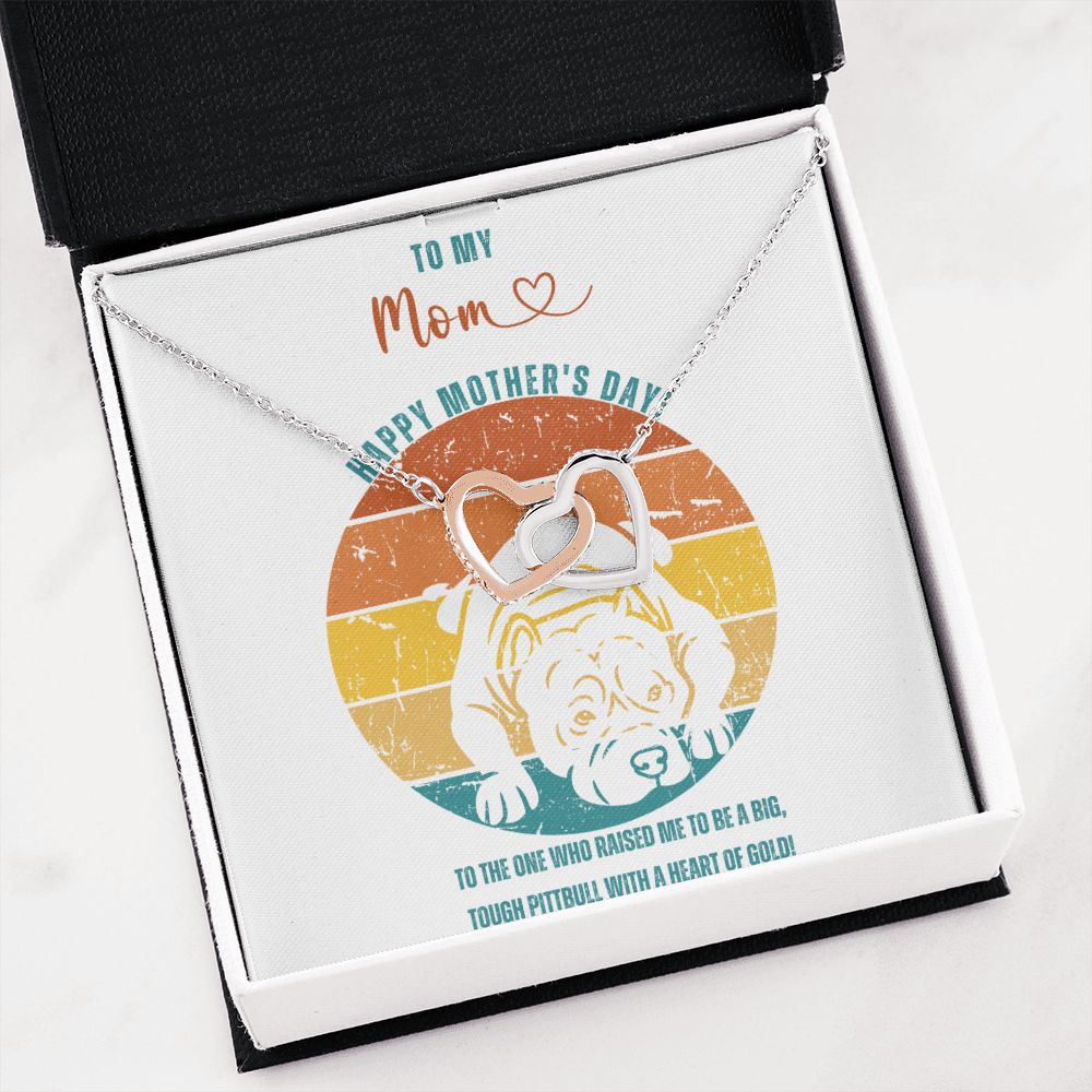 Dog Mom Gift from Dog for Women Dog Lover Gift Dog Mama Unique Gift from Canine Pet Interlocking Heart Necklace Dog Owner Pit Bulldog